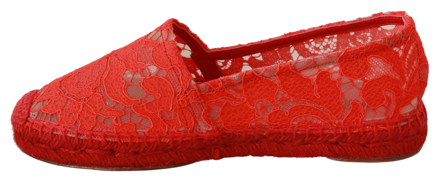 Dolce & Gabbana Red Viscose Espadrilles Flat Shoes