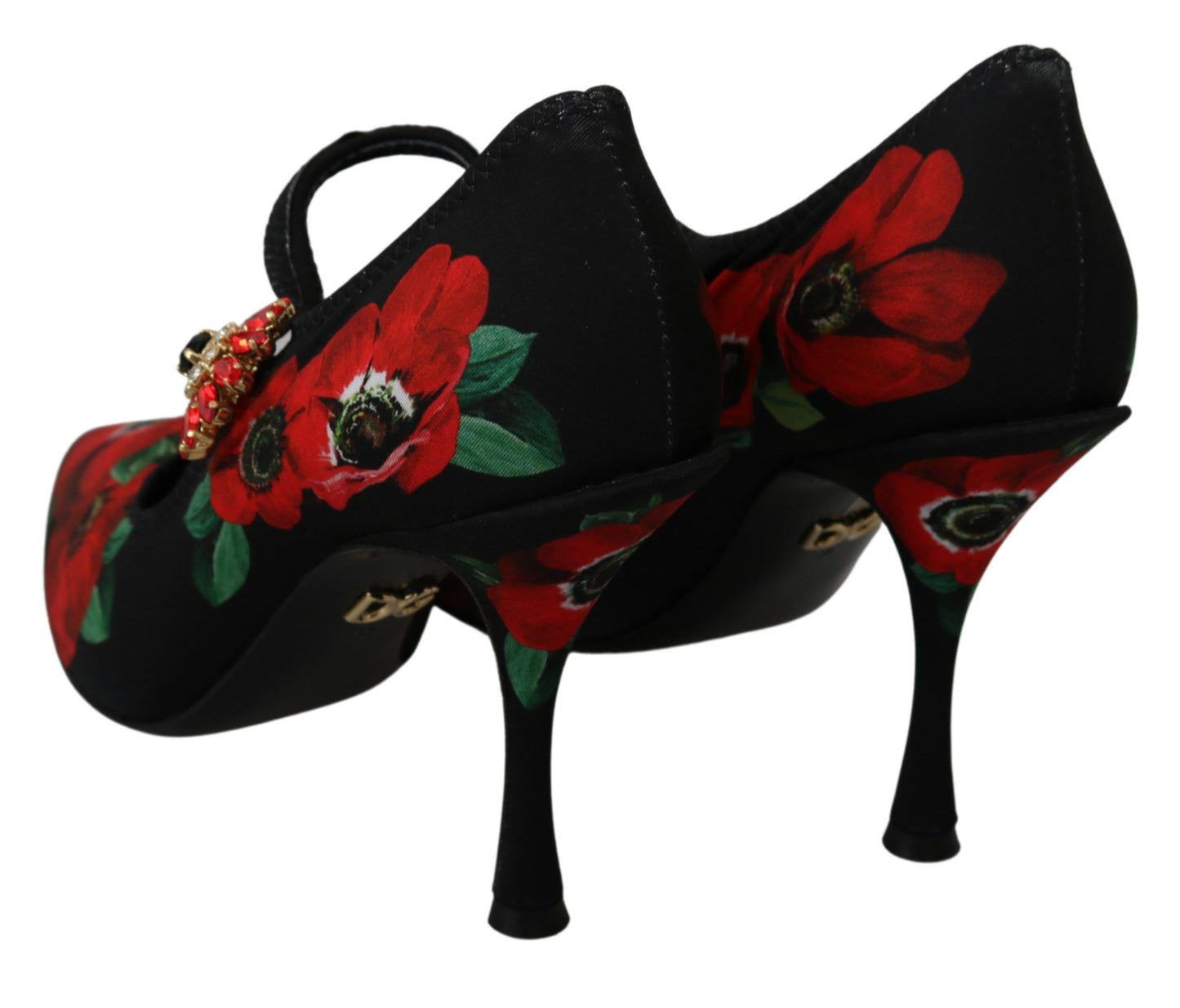 Dolce & Gabbana Floral Mary Janes Pumps with Crystal Detail