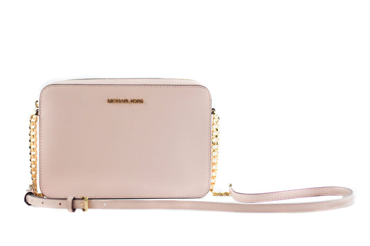 Michael Kors Jet Set Large East West Saffiano Leather Crossbody Bag Handbag (Powder Blush)