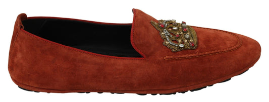 Dolce & Gabbana Elegant Orange Leather Moccasin Slippers