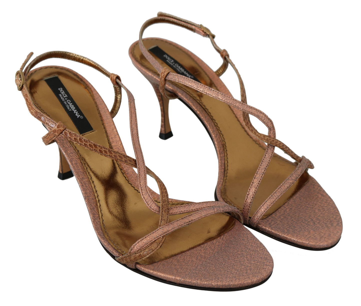 Dolce & Gabbana Chic Ankle Strap Sandals in Pink and Brown