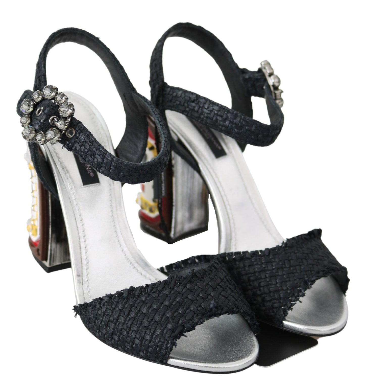 Dolce & Gabbana Elegant Black Ankle Strap Sandals with LED Lights