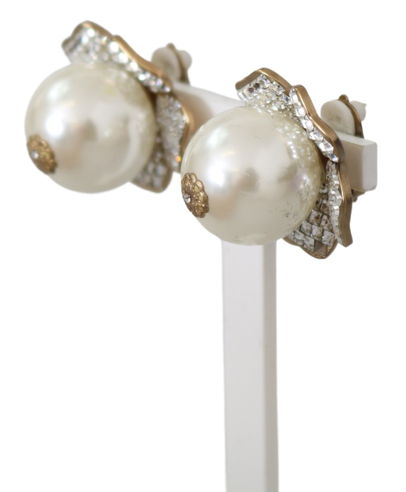 Dolce & Gabbana Floral Crystal-Pearl Clip-On Earrings