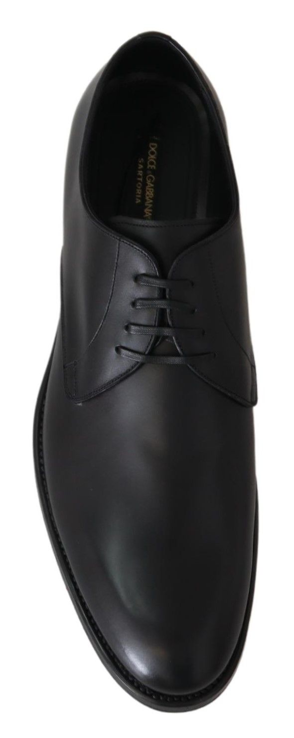 Dolce & Gabbana Elegant Black Leather Derby Dress Shoes