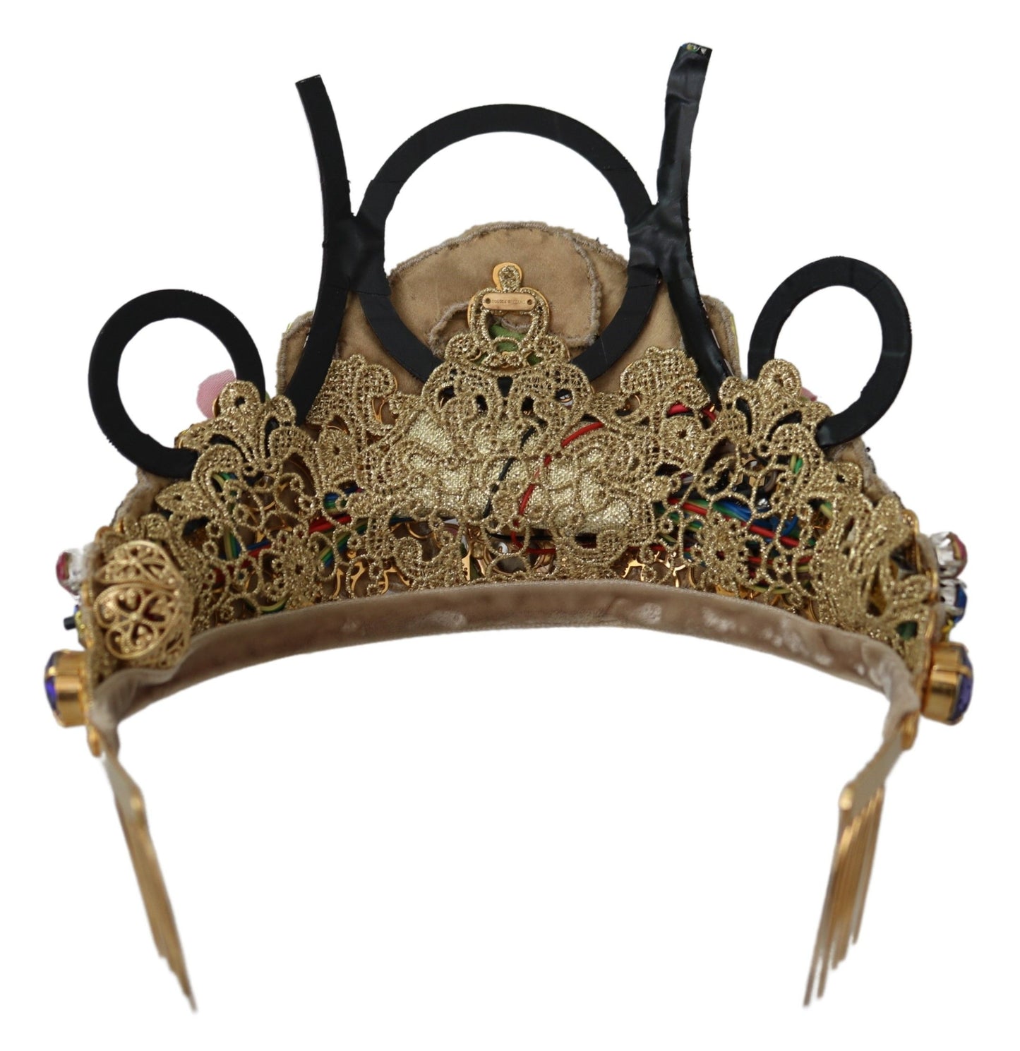 Dolce & Gabbana Stunning Crystal Diadem Tiara - Gold Multicolor