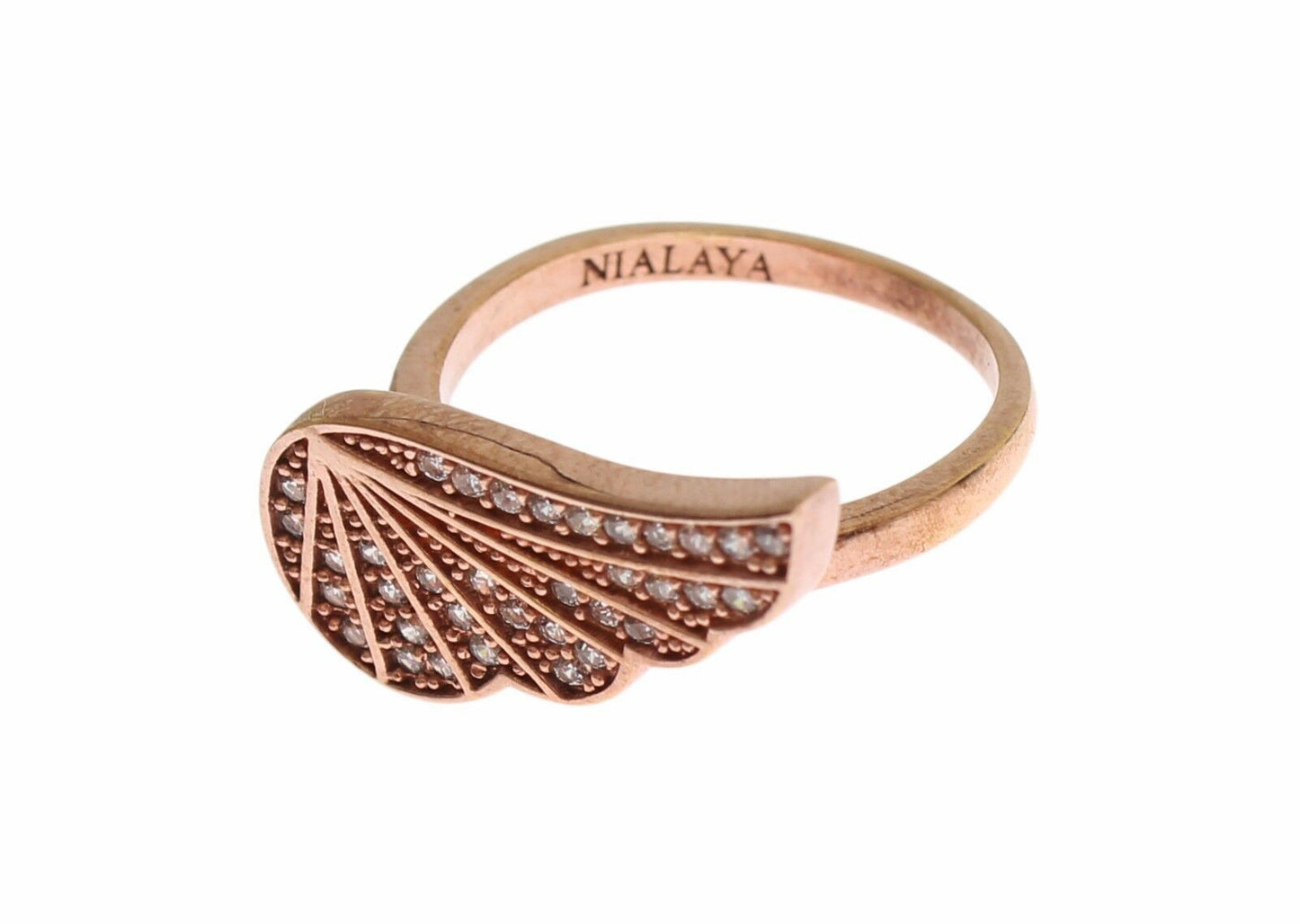 Nialaya Elegant Pink Gold CZ Crystal Ring