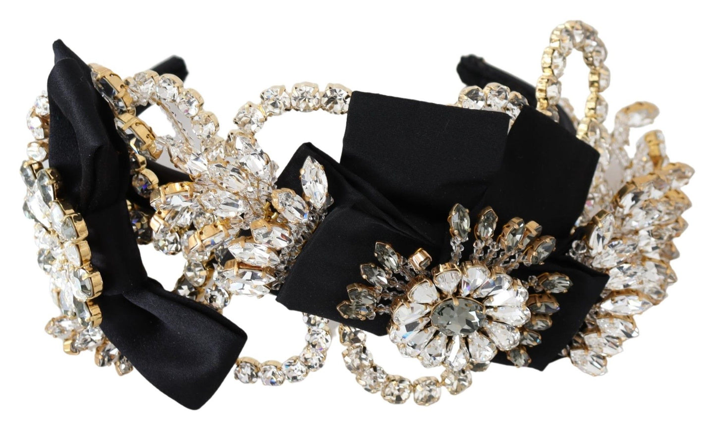 Dolce & Gabbana Elegant Silk Crystal Diadem - Gold & Black