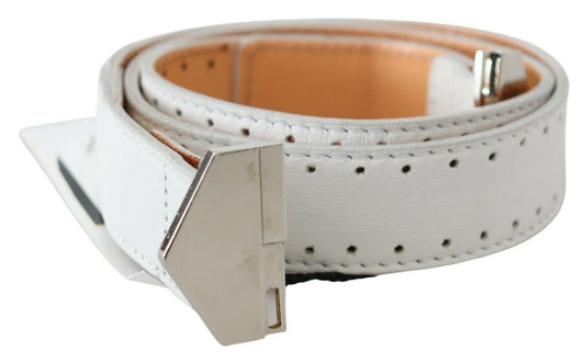 GF Ferre Elegant White Leather Fashion Belt