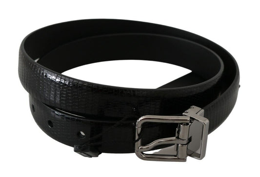 Dolce & Gabbana Elegant Lizard Skin Leather Belt in Black