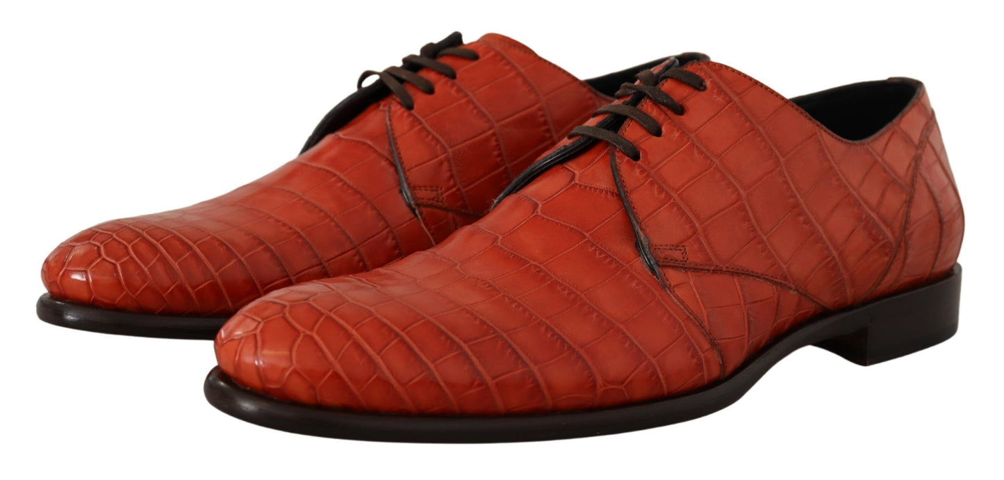 Dolce & Gabbana Exquisite Exotic Croc Leather Lace-Up Dress Shoes