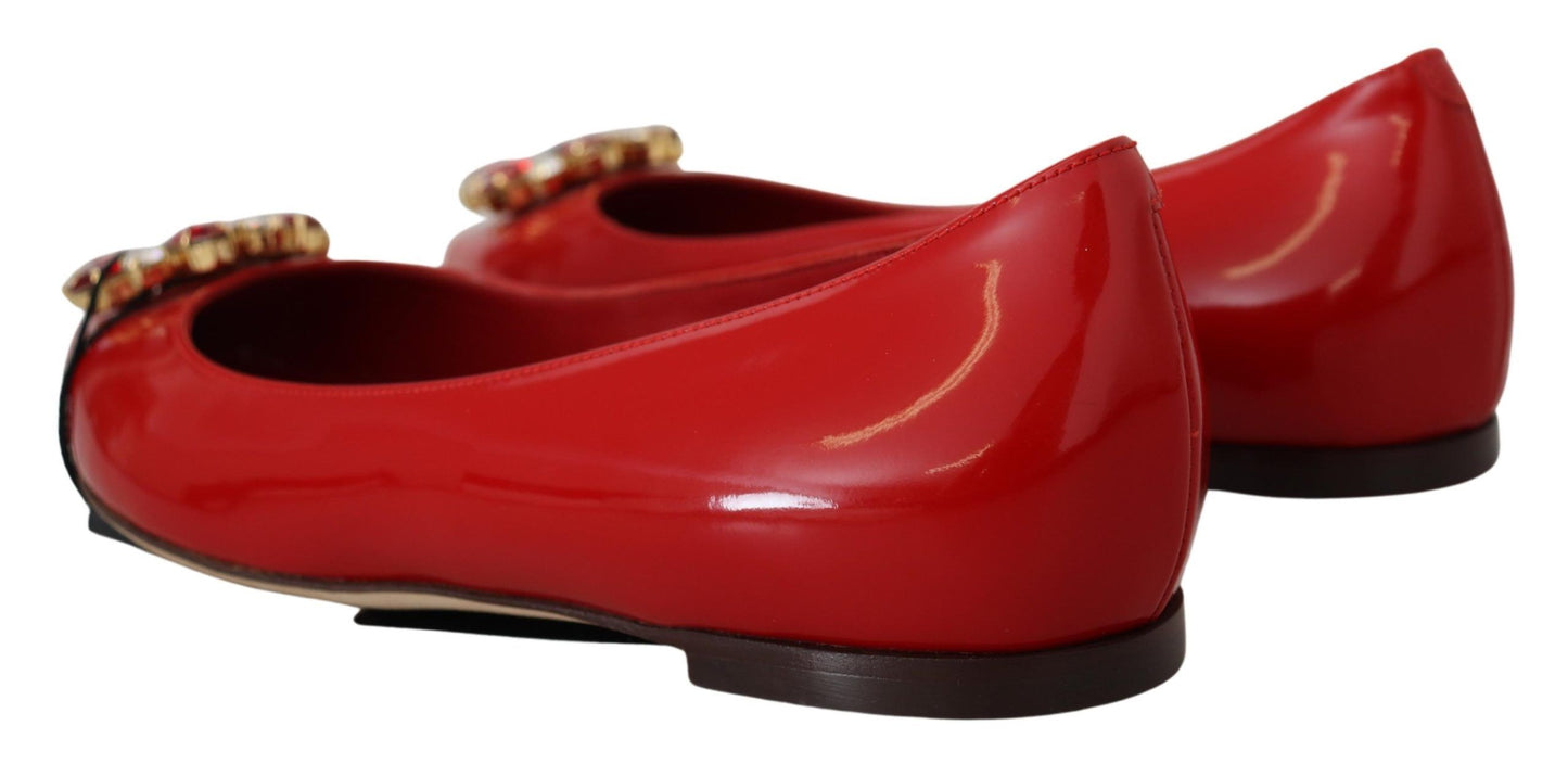 Dolce & Gabbana Red Suede Crystal Loafers - Exquisite Elegance