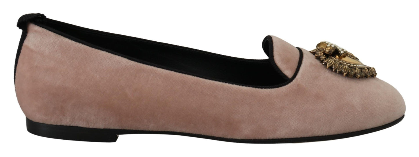 Dolce & Gabbana Elegant Pink Velvet Devotion Loafers