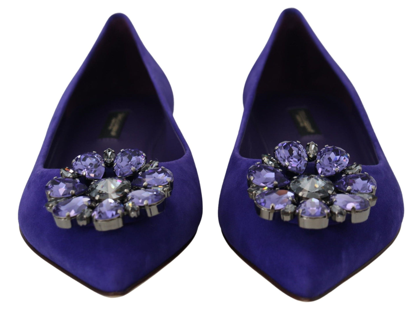 Dolce & Gabbana Embellished Crystal Purple Suede Flats