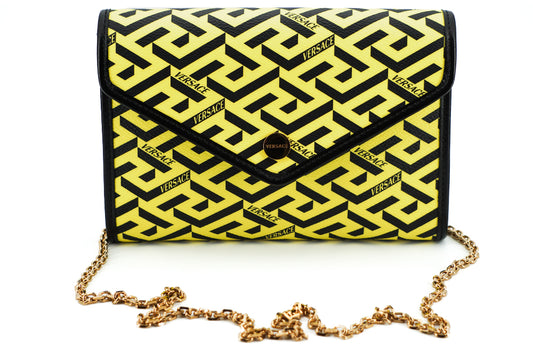 Versace Radiant Yellow Canvas-Leather Pouch Shoulder Bag