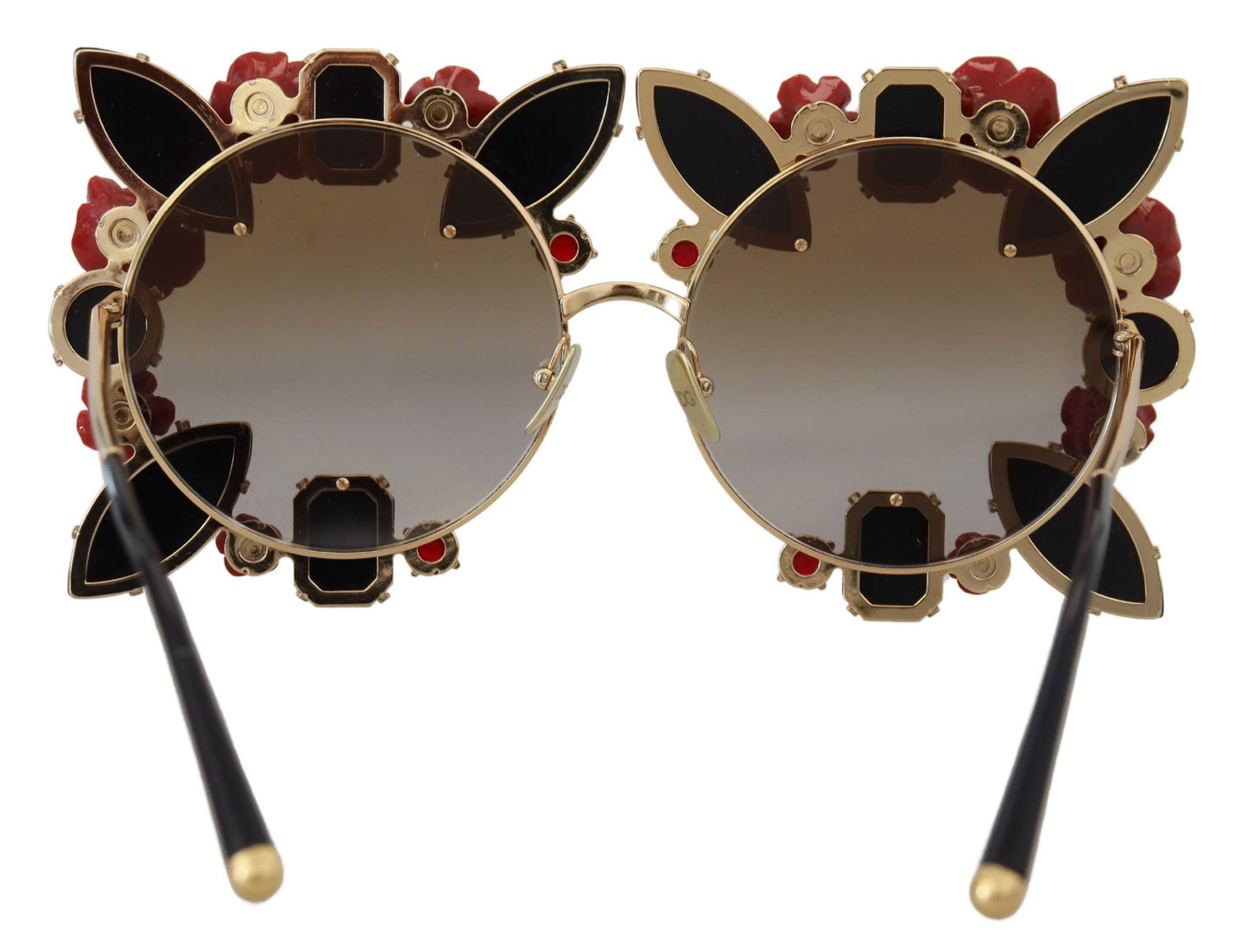 Dolce & Gabbana Elegant Round Rose-Embellished Sunglasses