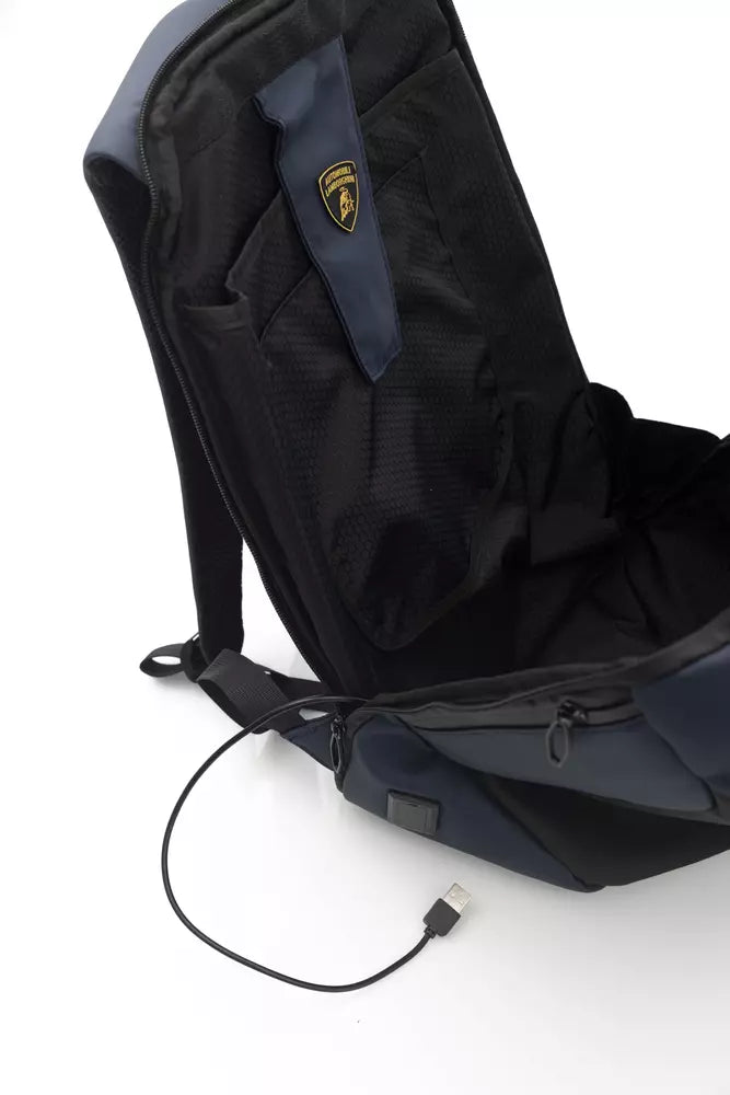 Automobili Lamborghini Blue Nylon Men Backpack