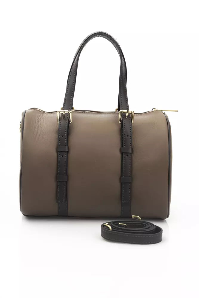 La Martina Brown Leather Men Messenger Bag