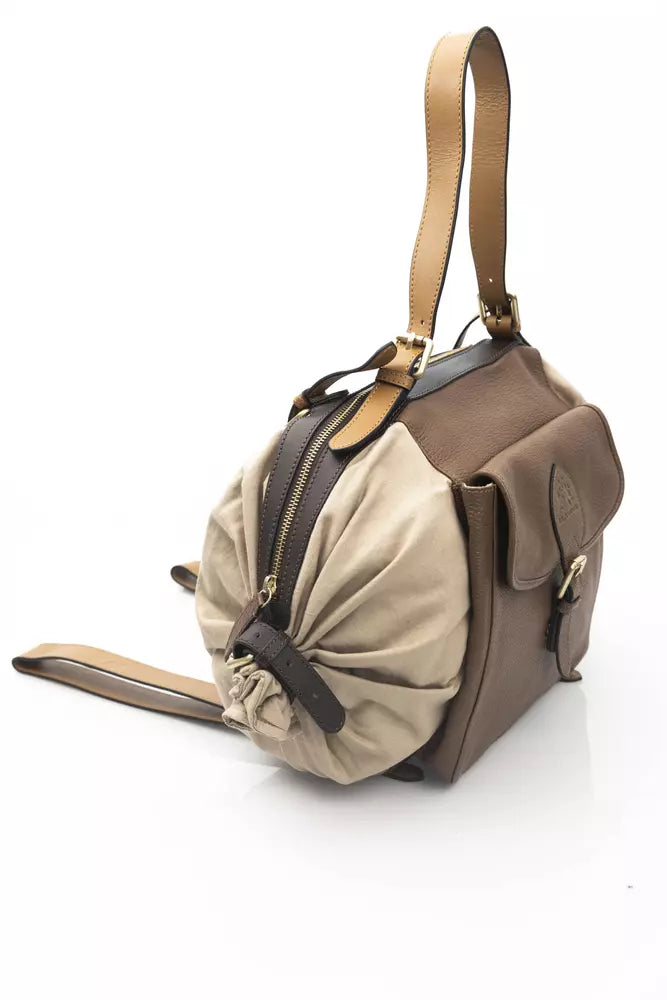 La Martina Beige Calf Leather Women Backpack