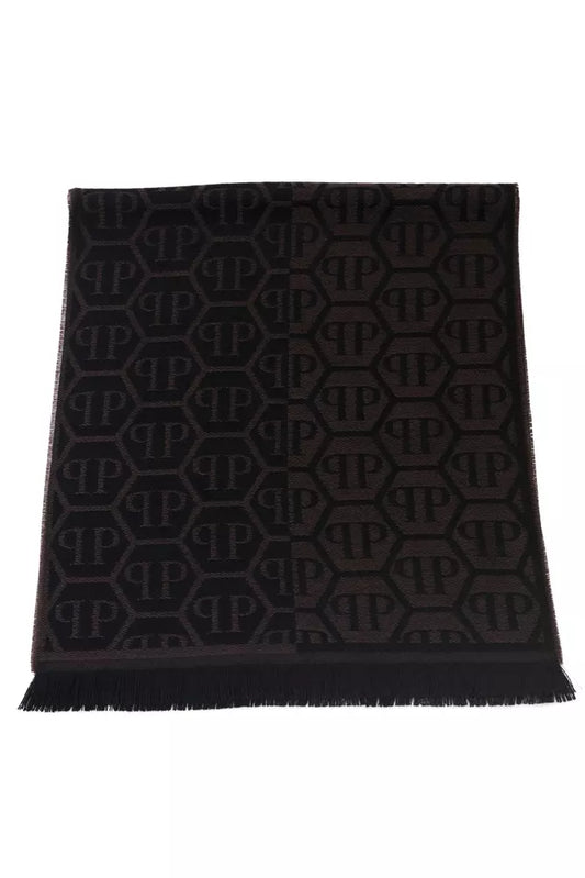 Philipp Plein Brown Wool Men Scarf