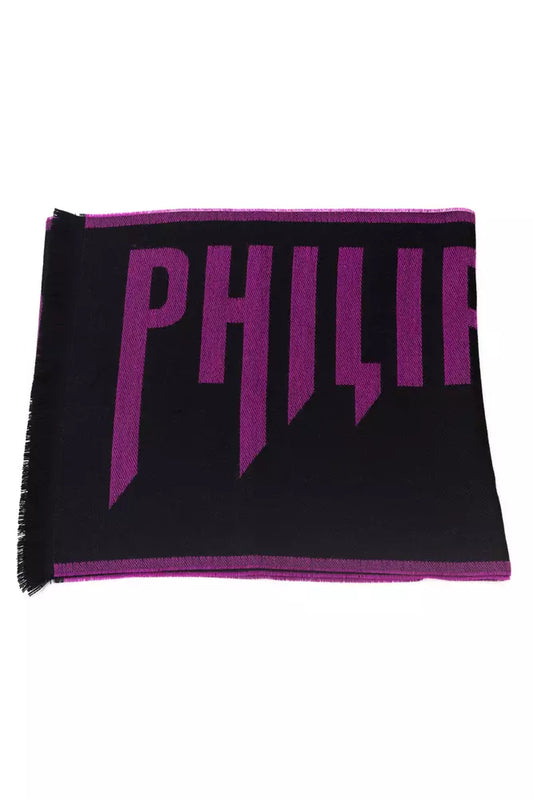 Philipp Plein Purple Wool Men Scarf