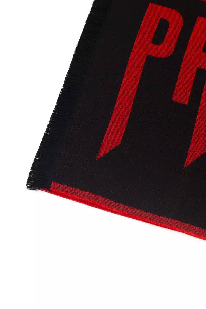 Philipp Plein Red Wool Men Scarf