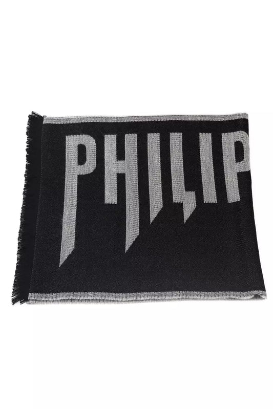 Philipp Plein Gray Wool Men Scarf