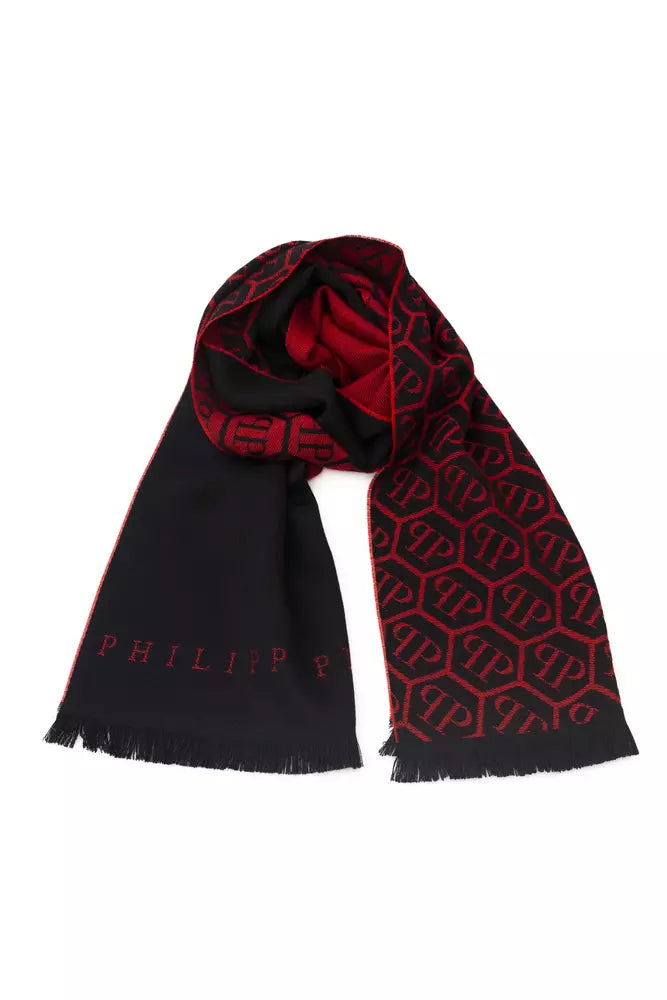 Philipp Plein Red Wool Unisex Scarf