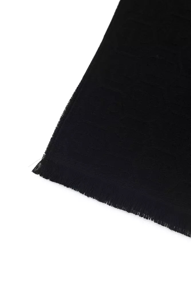 Philipp Plein Black Wool Unisex Scarf