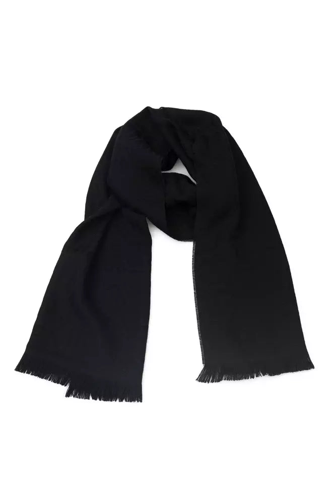 Philipp Plein Black Wool Unisex Scarf