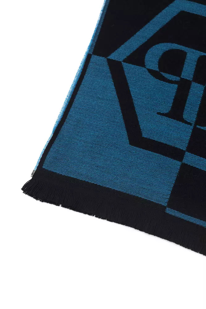 Philipp Plein Blue Wool Mens Scarf