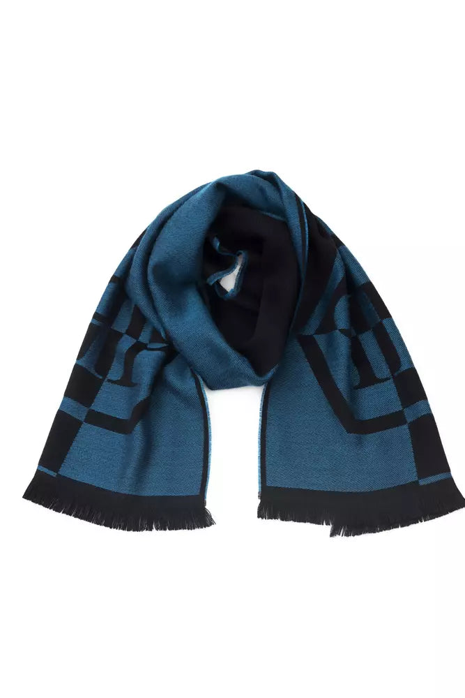 Philipp Plein Blue Wool Mens Scarf