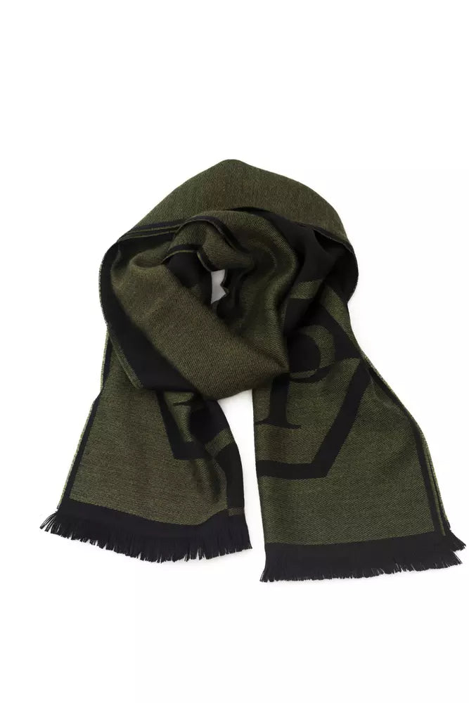 Philipp Plein Green Wool Men Scarf