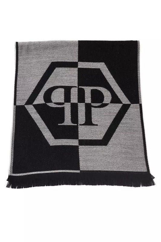 Philipp Plein Gray Wool Men Scarf