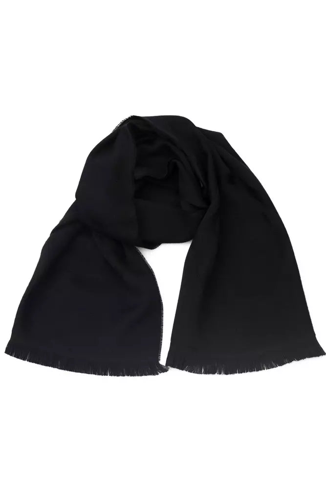 Philipp Plein Black Wool Unisex Scarf