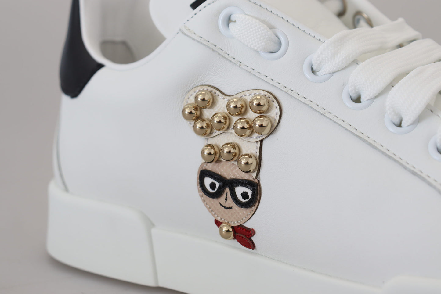 Dolce & Gabbana Chic White Portofino Leather Sneakers