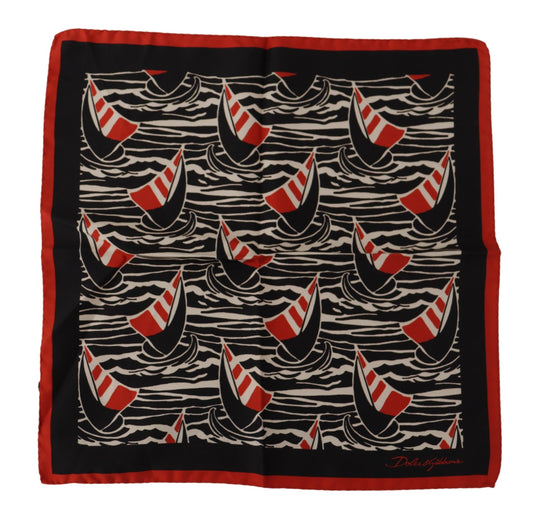 Dolce & Gabbana Elegant Silk Men's Scarf with Red Sailboat Print