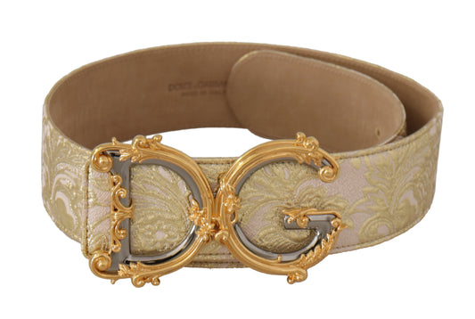 Dolce & Gabbana Elegant Gold and Pink Leather Belt