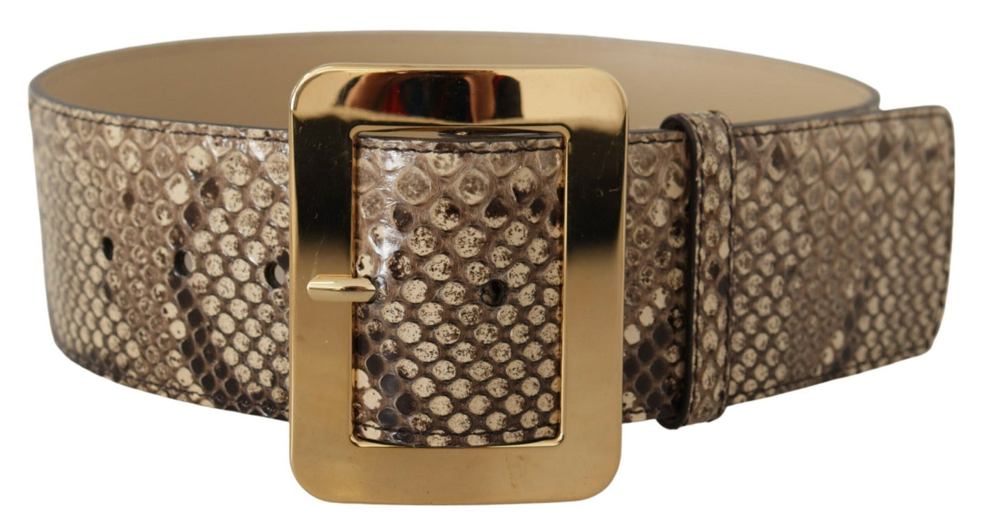 Dolce & Gabbana Elegant Leather Belt with Engraved Buckle