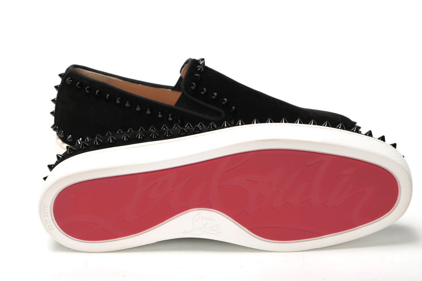 Christian Louboutin Black Pik Boat Flat Veau Shoes