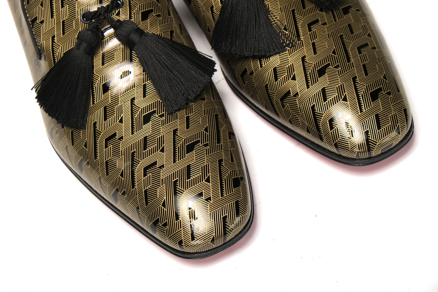 Christian Louboutin Black/Gold Officialito Flat Shoes