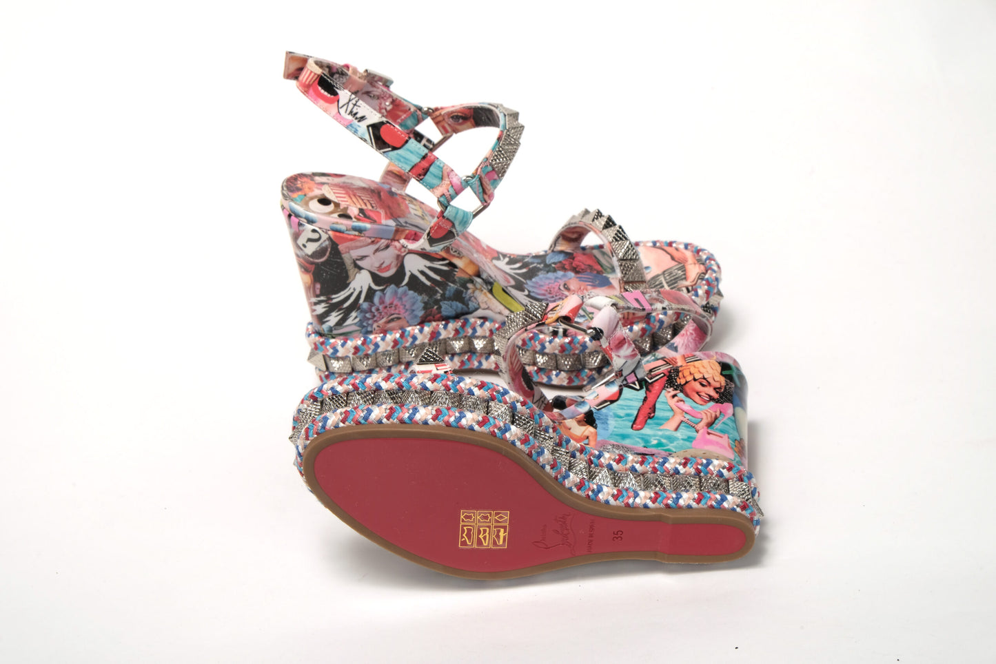 Christian Louboutin Multicolor Pyraclou 110 Patent High Heel Wedge