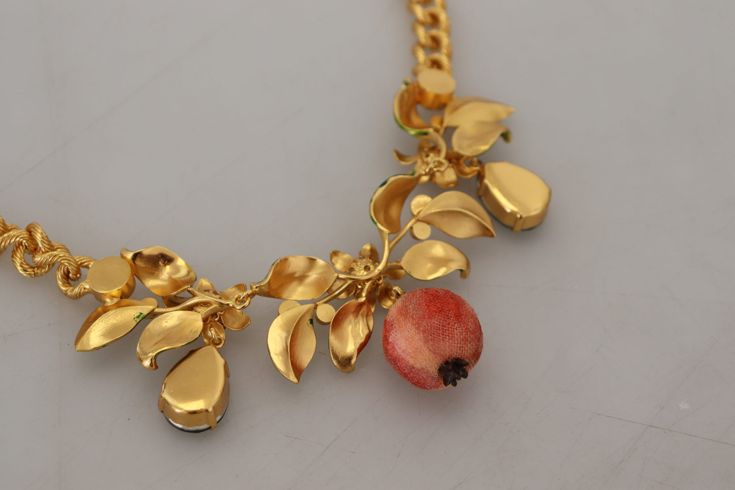 Dolce & Gabbana Elegant Floral Fruit Motif Gold Necklace