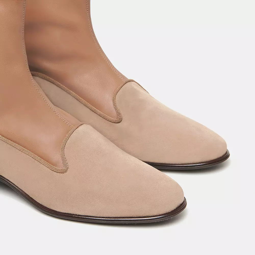 Charles Philip Elegant Suede Ankle Boots in Beige