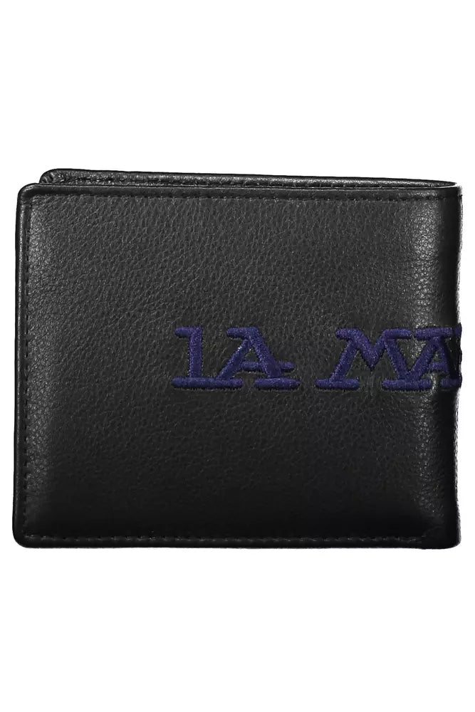 La Martina Black Leather Men Wallet