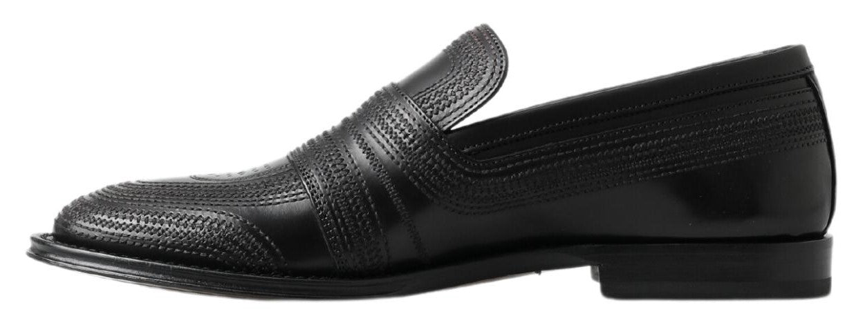 Dolce & Gabbana Elegant Black Leather Slipper Loafers