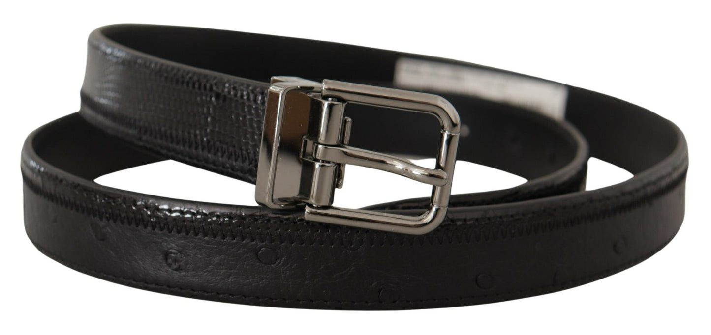 Dolce & Gabbana Elegant Ostrich Leather Designer Belt