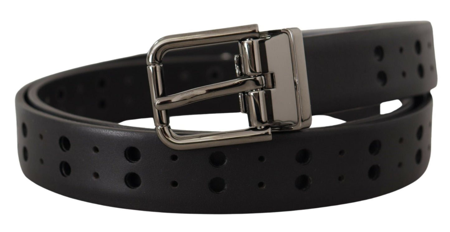 Dolce & Gabbana Elegant Black Leather Belt with Metal Buckle