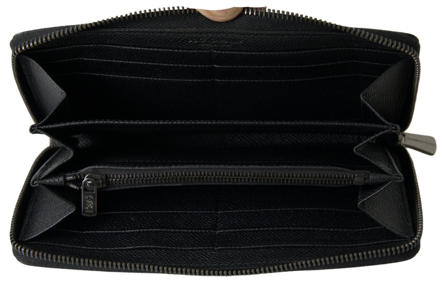 Dolce & Gabbana Elegant Black Leather Zip Wallet