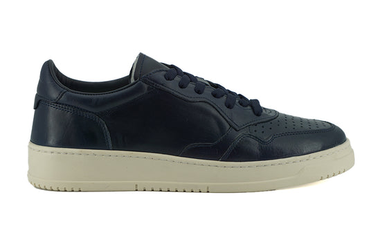 Saxone of Scotland Elegant Navy Blue Leather Sneakers