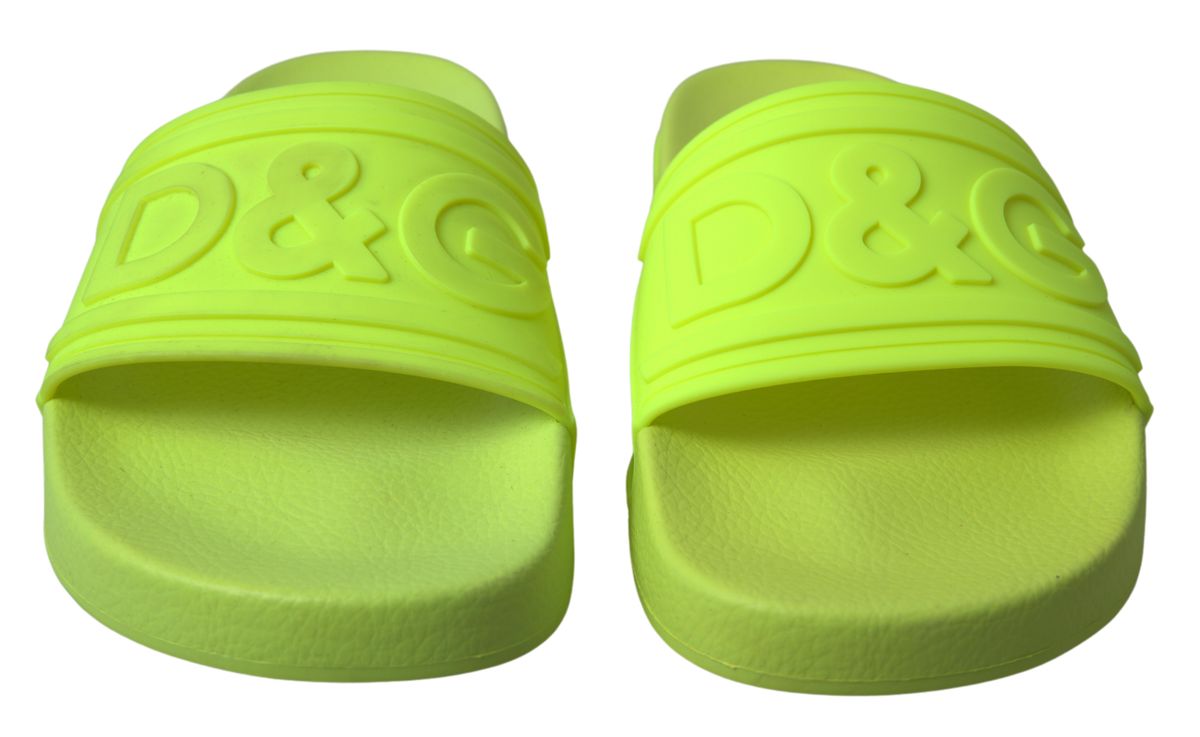 Dolce & Gabbana Elegant Yellow Green Slide Sandals